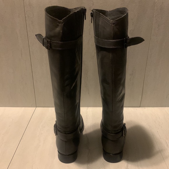 Garnet Hill Women's Dark Gray Leather Buckle Lateral Zipper Tall Boots Size 8.5 - Picture 4 of 12